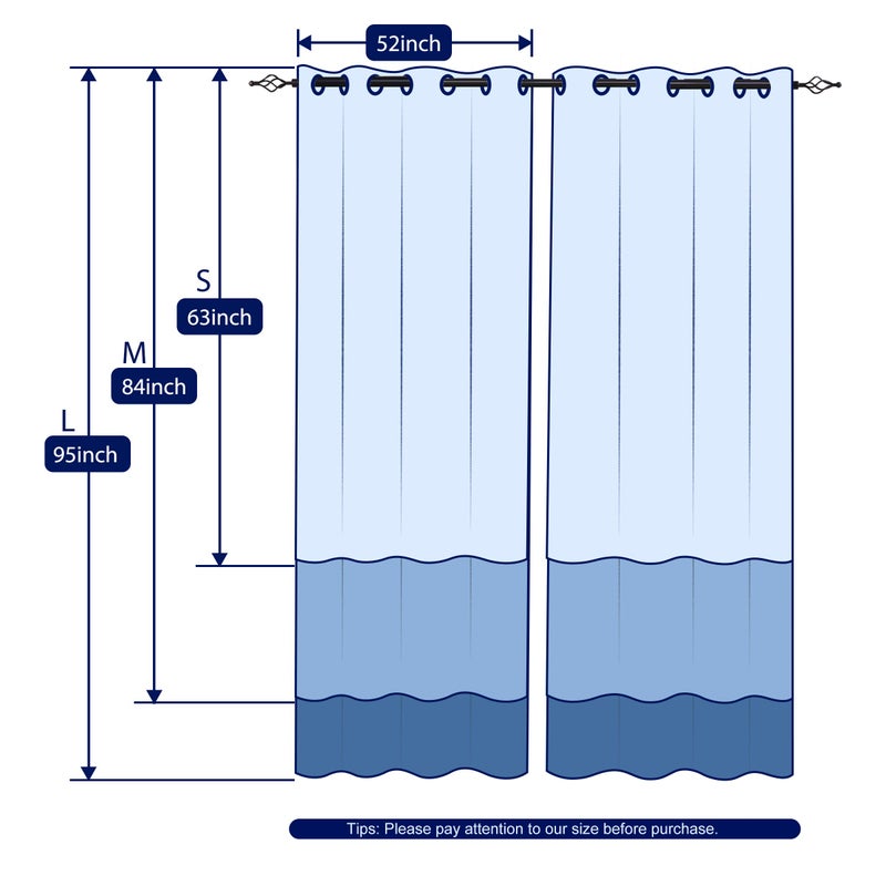 SUBRTEX Light Flitering Curtains 52Wx63L, Room Darkening Vibrant Floral Drapes, 50% Blackout, Semi Sheer Boho Farmhouse Curtains for Living Room, Blue - Image 4